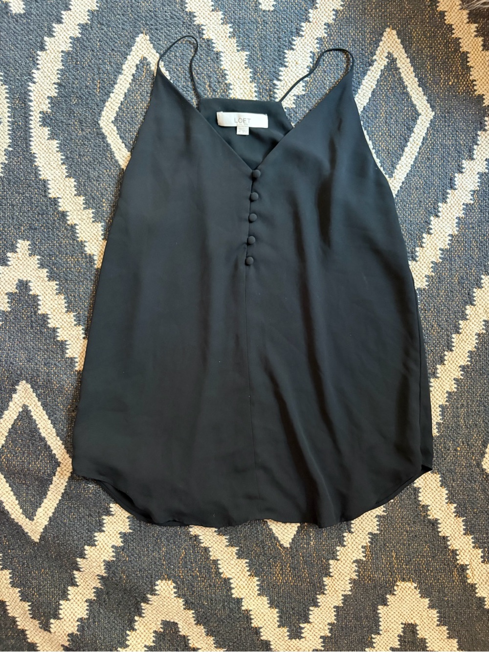 LOFT Black V-Neck Button-Front Cami